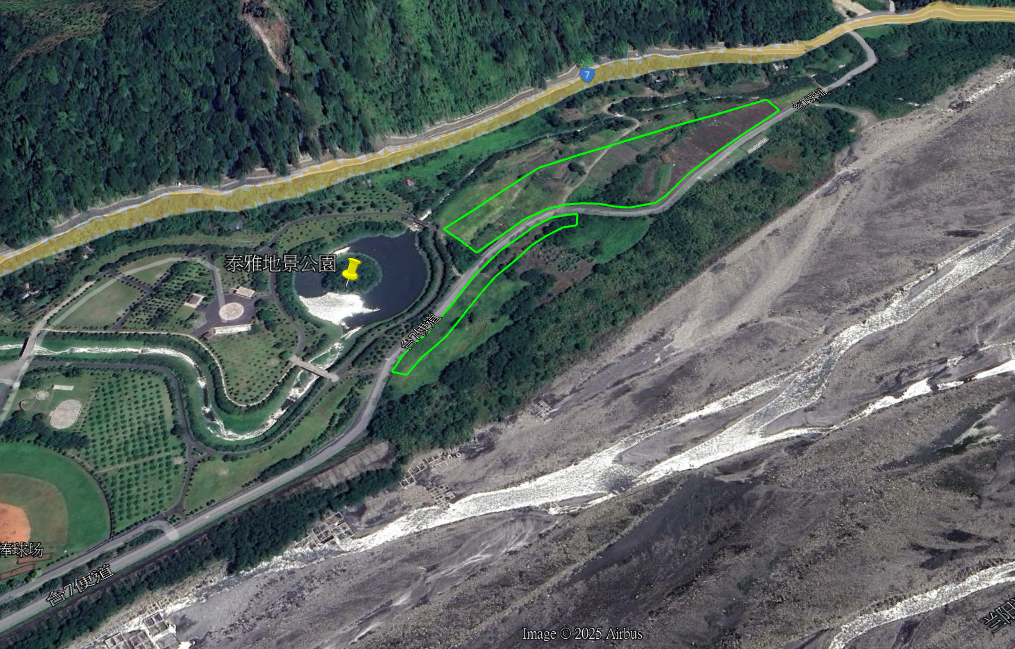 蘭陽溪左岸大同泰雅地景公園旁綠美化場域範圍圖