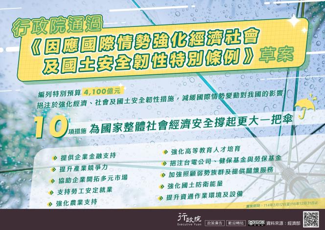 因應國際情勢強化經濟社會及國土安全韌性特別條例草案