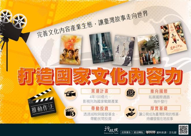 透過多元獎補助、提供賦稅誘因及公共電視培育人才等措施