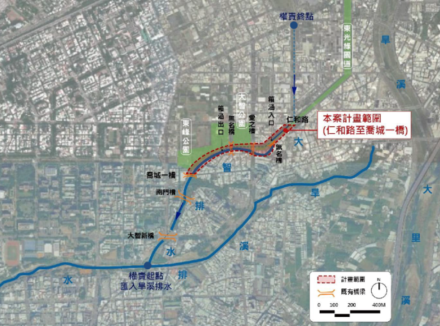 大智排水(仁和路至喬城一橋)水環境改善計畫位置