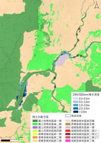 圖4-烏溪上游與北港溪下游淹水潛勢區位與國土功能分區模擬套繪圖(1)_圖示