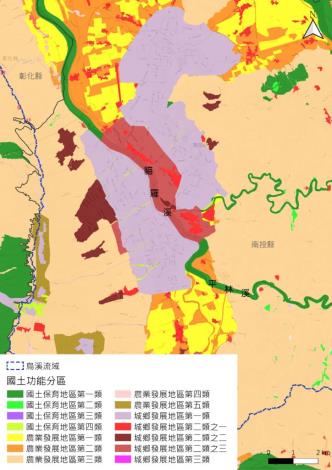 圖3-貓羅溪淹水潛勢區位與國土功能分區模擬套繪圖_圖示