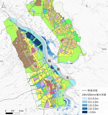 圖7-貓羅溪淹水潛勢區位與都市計畫土地使用分區套繪圖_圖示