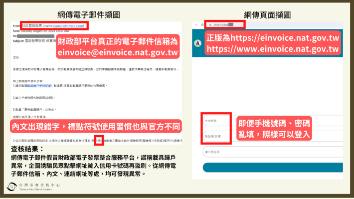 財政部電子發票整合服務平台詐騙
