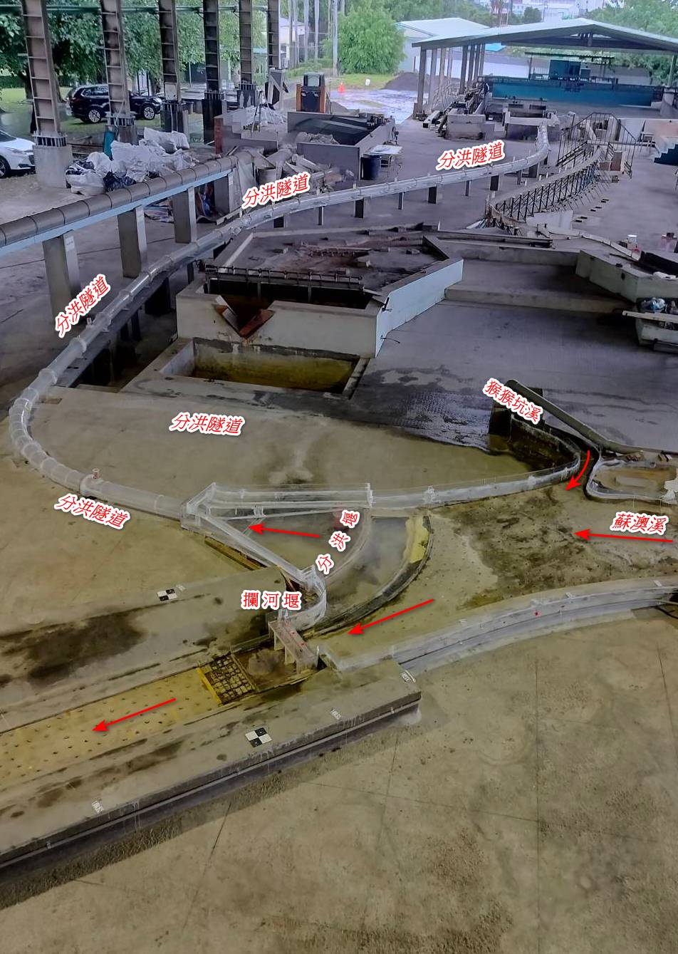 圖3 蘇澳溪分洪堰及分洪隧道水工模型