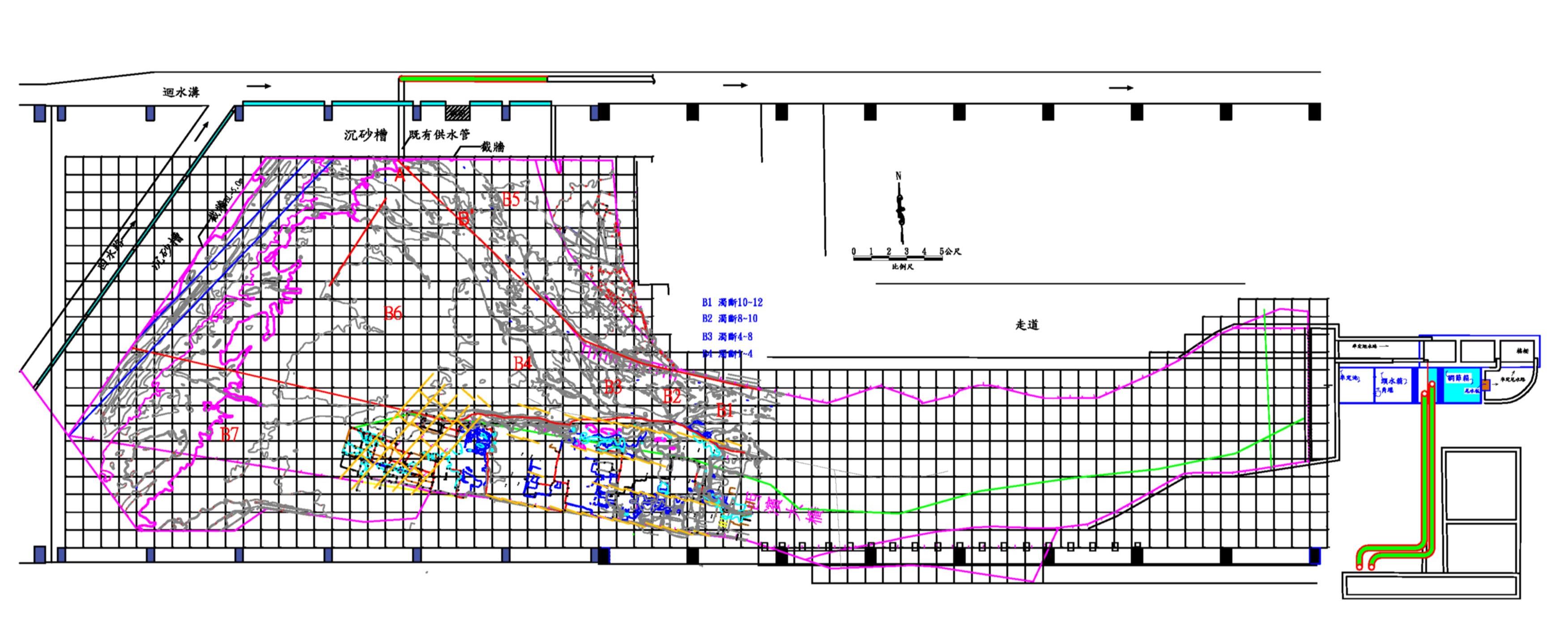 圖1 濁水溪河口段至河道斷面33模型配置圖