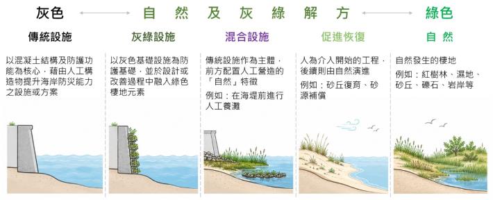 圖1 灰色工程（傳統設施）至綠色自然解方之連續光譜