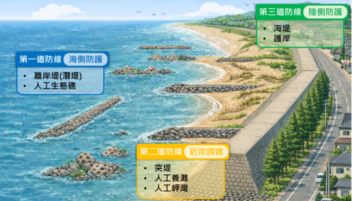 圖3 海岸防護設施複合型配置示意圖