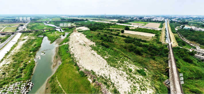 圖5八掌溪高淤積河段改善工法試驗研究範圍區段（八掌溪橋上游）