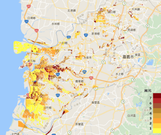 Figure.1 Flood loss at Chiayi County on August 23, 2018
