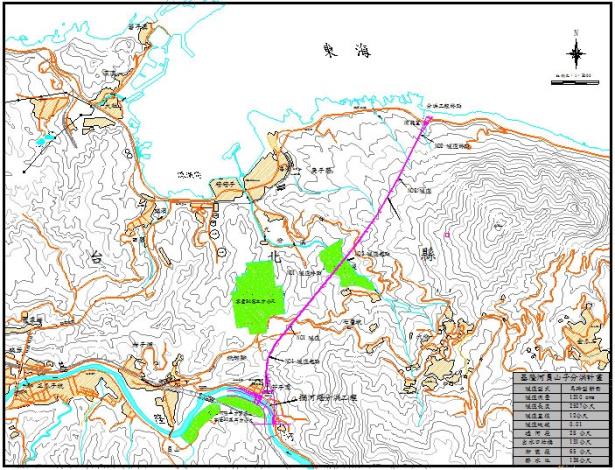 Fig. 1 Flood-diversion route alignment in the 2002 engineering design