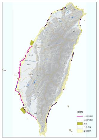 Fig. 3 Distribution of Class I and Class II coastal protection zones