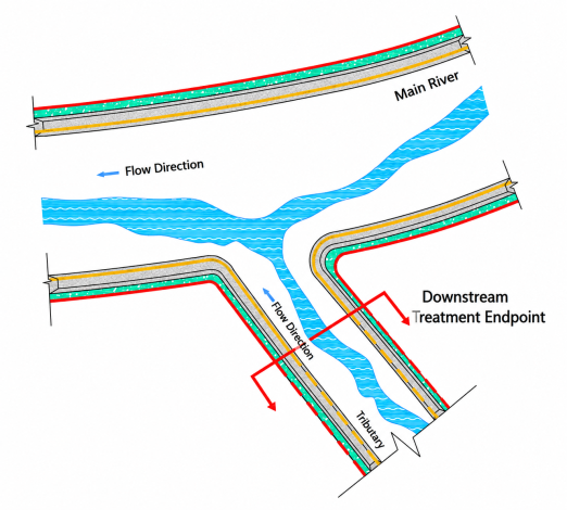 Figure 1. Reference Illustration of Delineation Principles (Example of Main River–Tributary Connection)