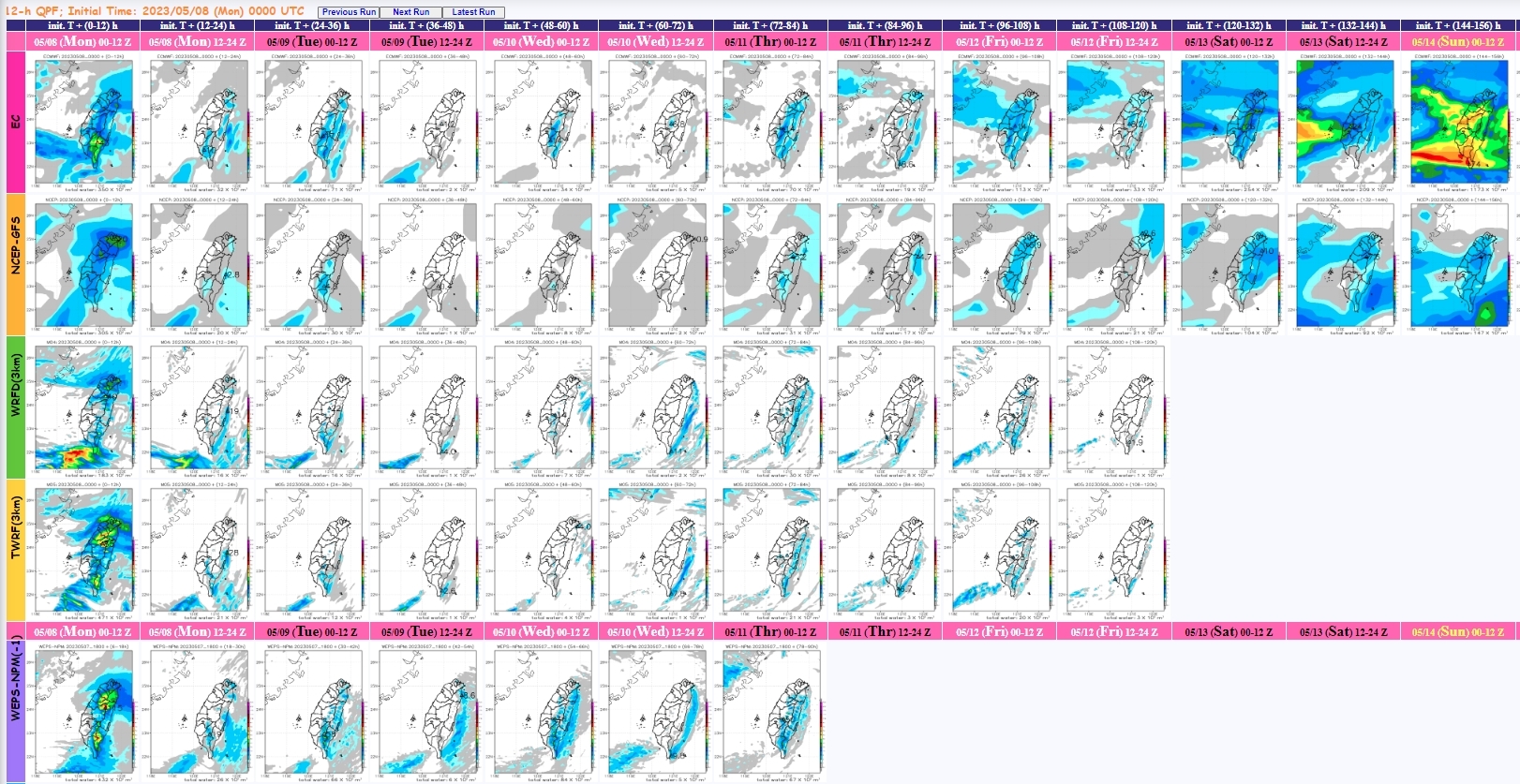 圖1-氣象局iQPF提供各國模式及區域模式雨量圖_pic