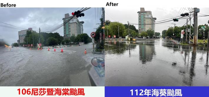 112年海葵颱風襲台期間大仁科技大學周遭現場照片(右圖未淹水)_圖示