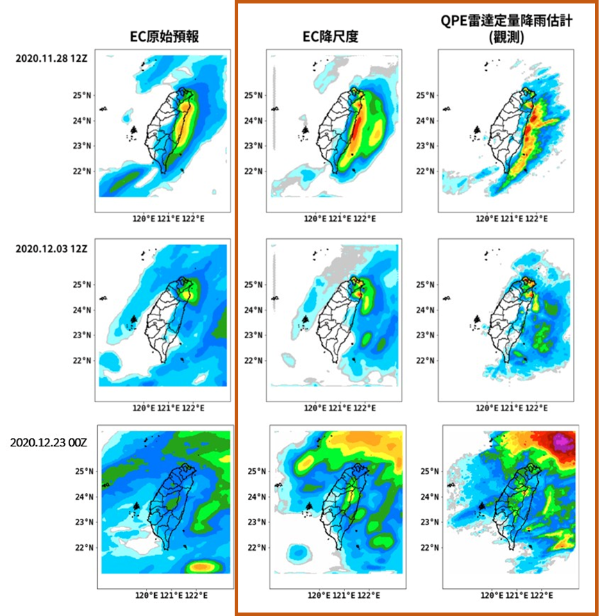 圖1  AI降尺度預報雨量資料與氣象署實際觀測雨量比較