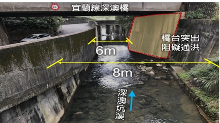 圖2-規劃檢討排水出口段橋台入侵河道阻礙水流_圖示