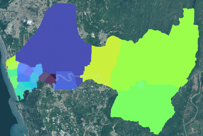 圖1專案不同MPI分區數量對應空間分布-16分區