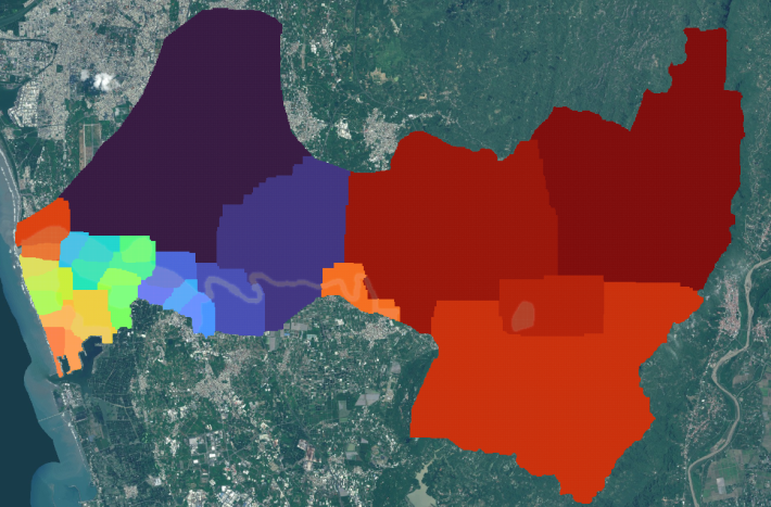 圖1專案不同MPI分區數量對應空間分布-28分區