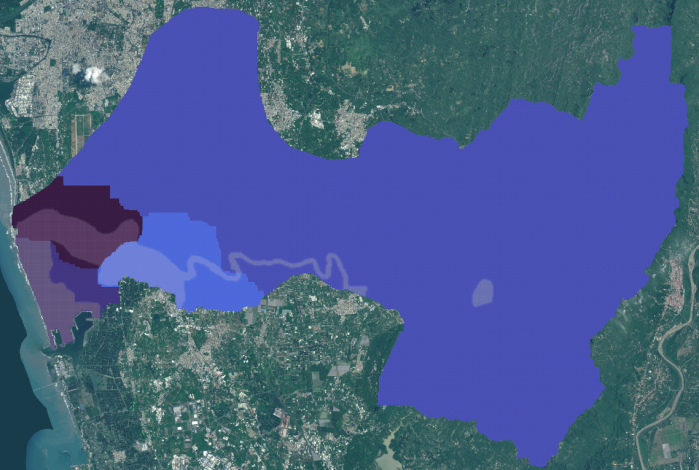 圖1專案不同MPI分區數量對應空間分布-4分區
