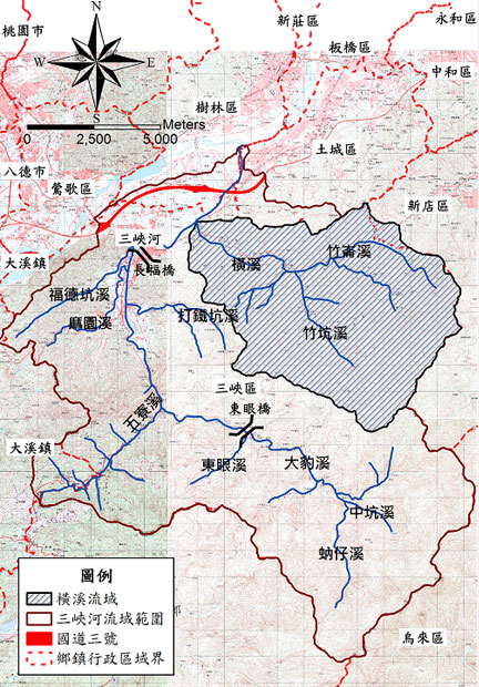 圖1、三峽河流域地理位置圖