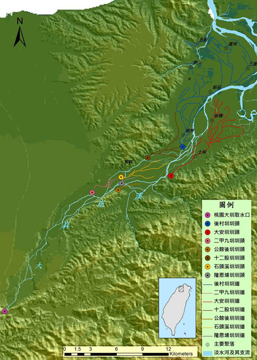 圖3 大嵙崁溪流域水利系統分佈_圖示