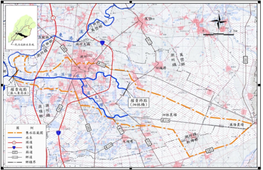 圖1-1 民治溪排水系統計畫區域圖