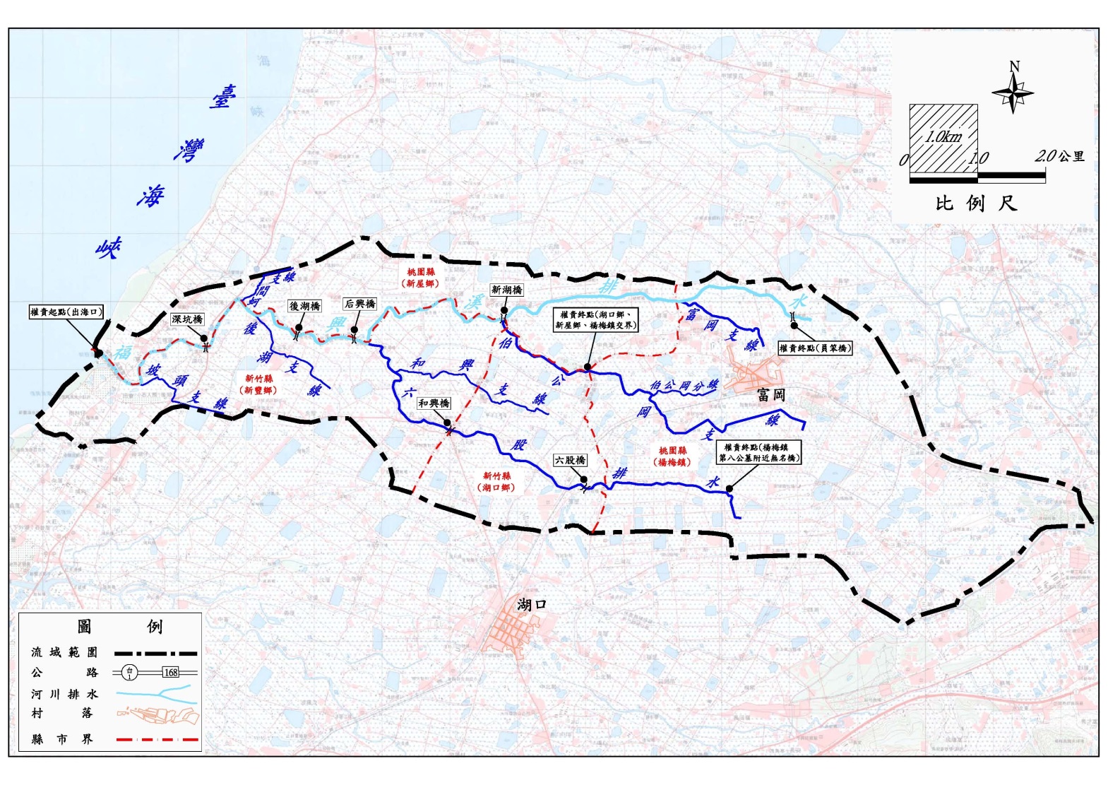 福興溪排水(含六股溪排水、伯公岡支線)流域圖