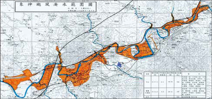 基隆河象神颱風淹水範圍示意圖