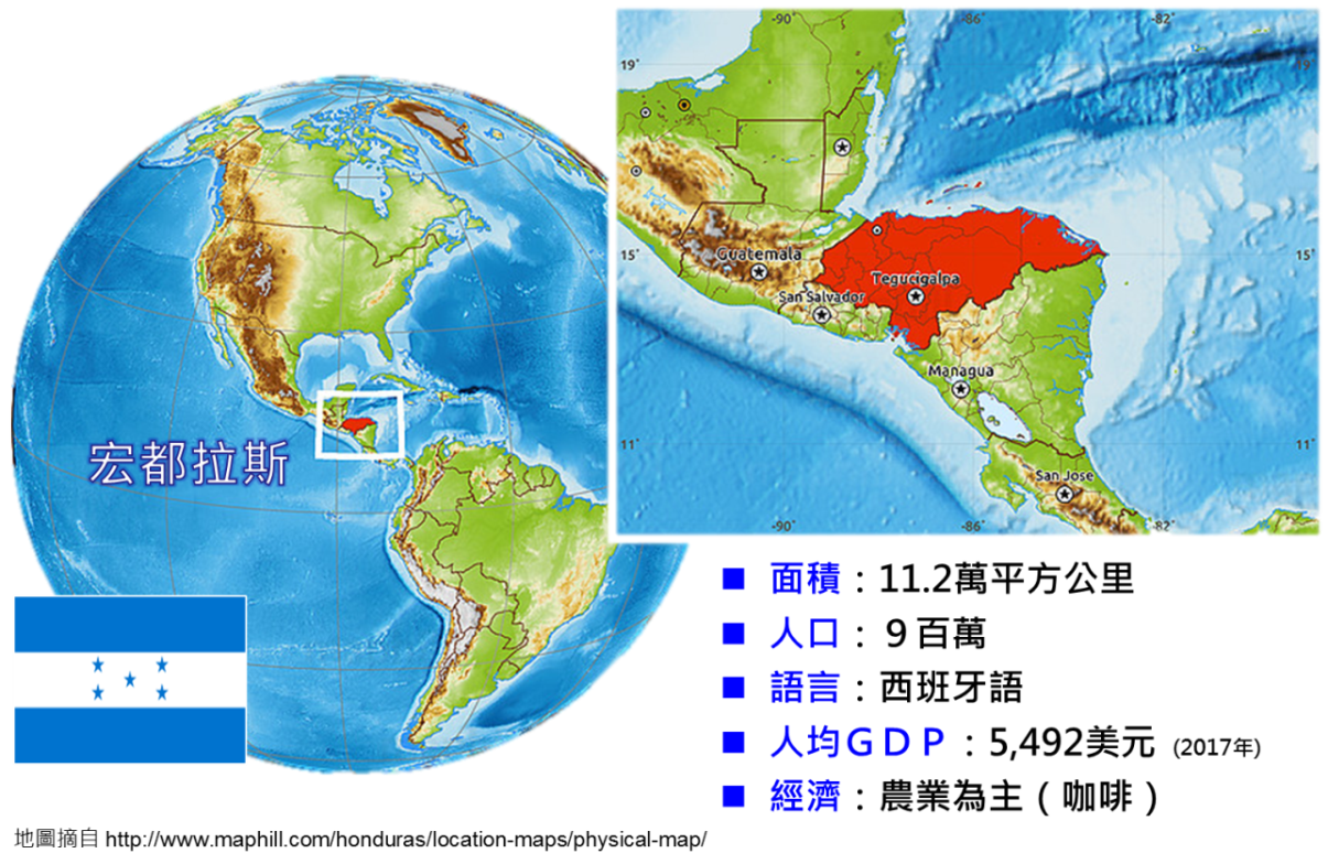 圖1 宏都拉斯地理位置圖