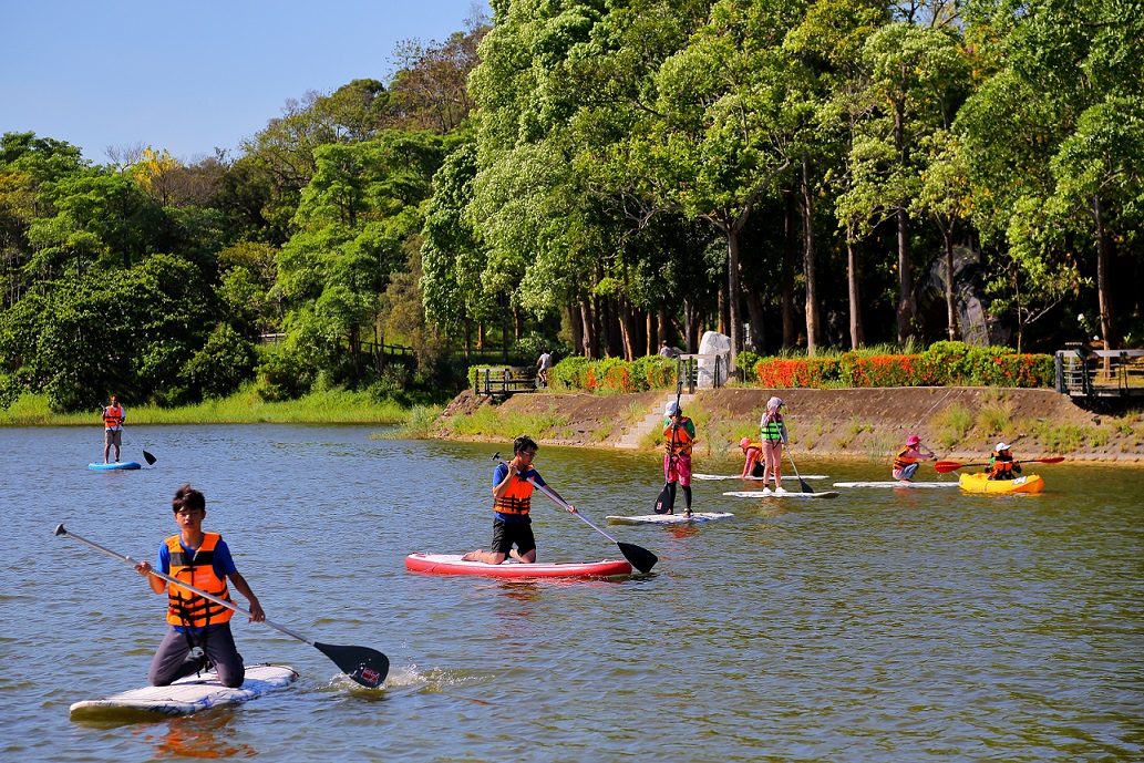 水域遊憩體驗項目：獨木舟、立式划槳、龍舟板