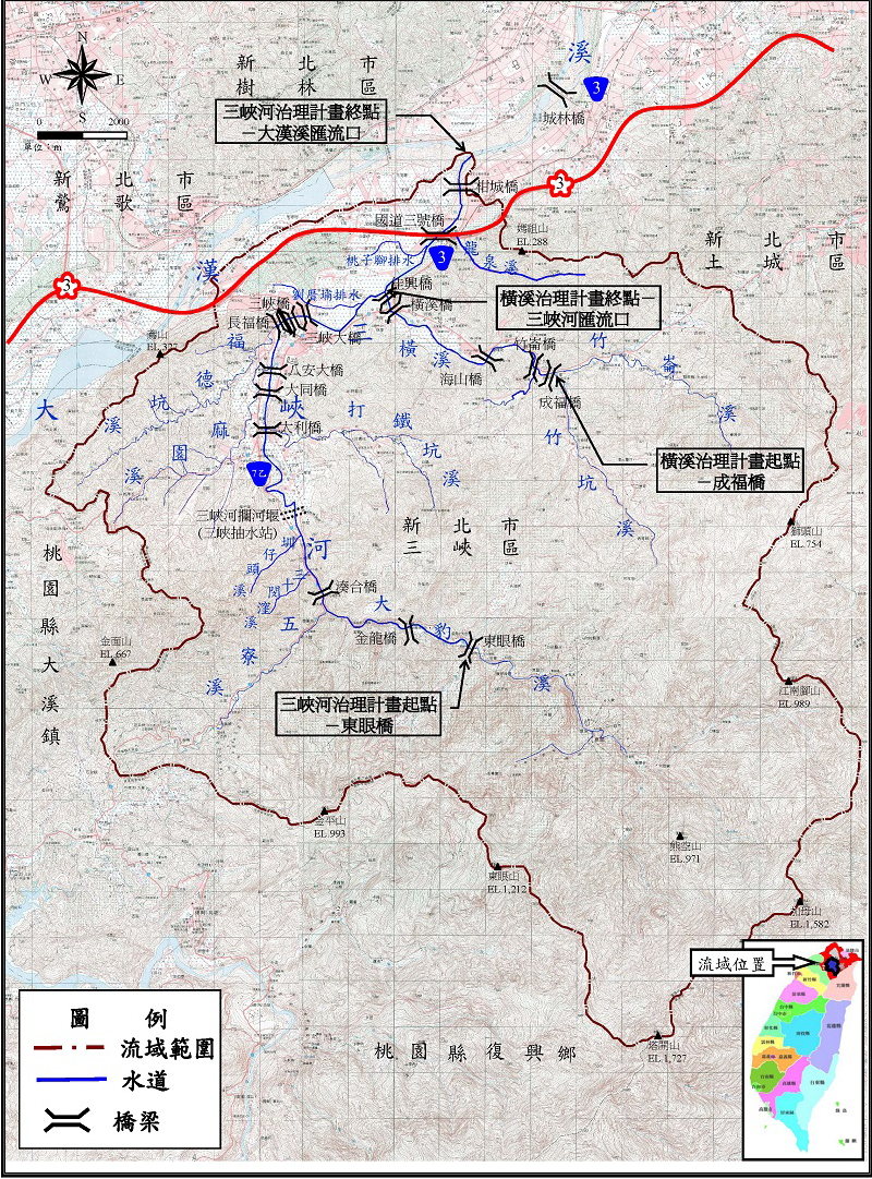 圖1 三峽河流域位置圖