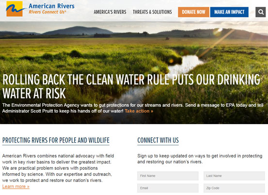 圖2、American Rivers 網站首頁