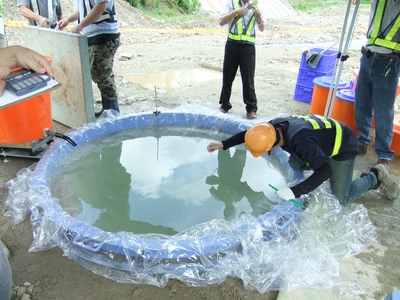 圖5  開挖完成後注水量測試坑體積