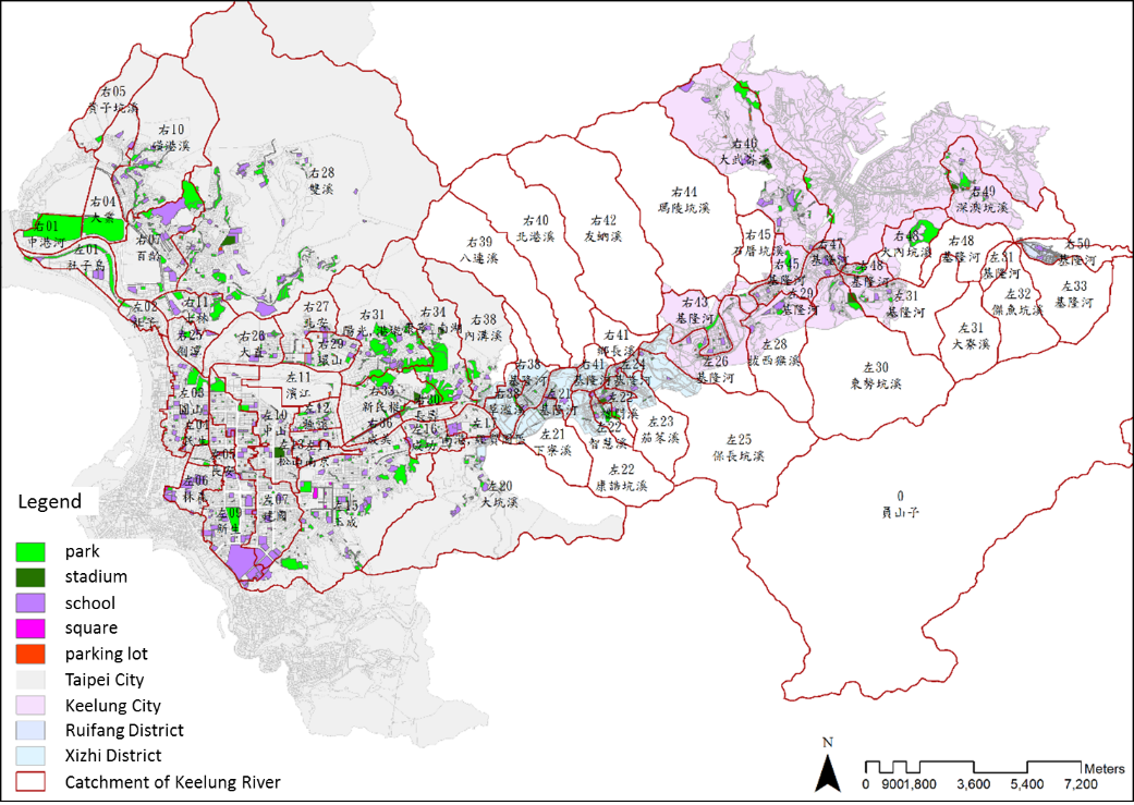 Figure.2 The Potential Spaces for Flood Detention in the Catchment of Keelung River