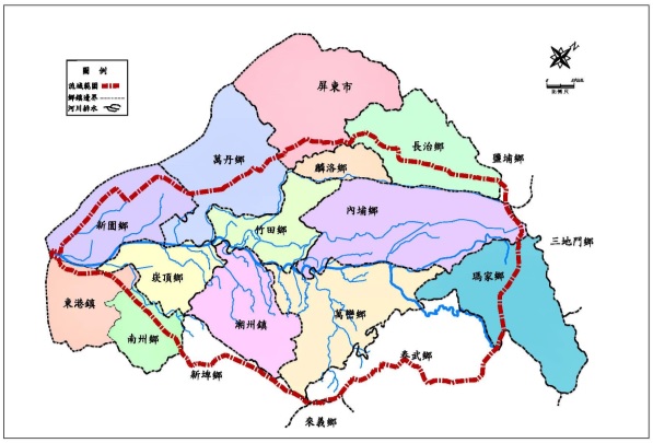 東港溪流域行政區域圖